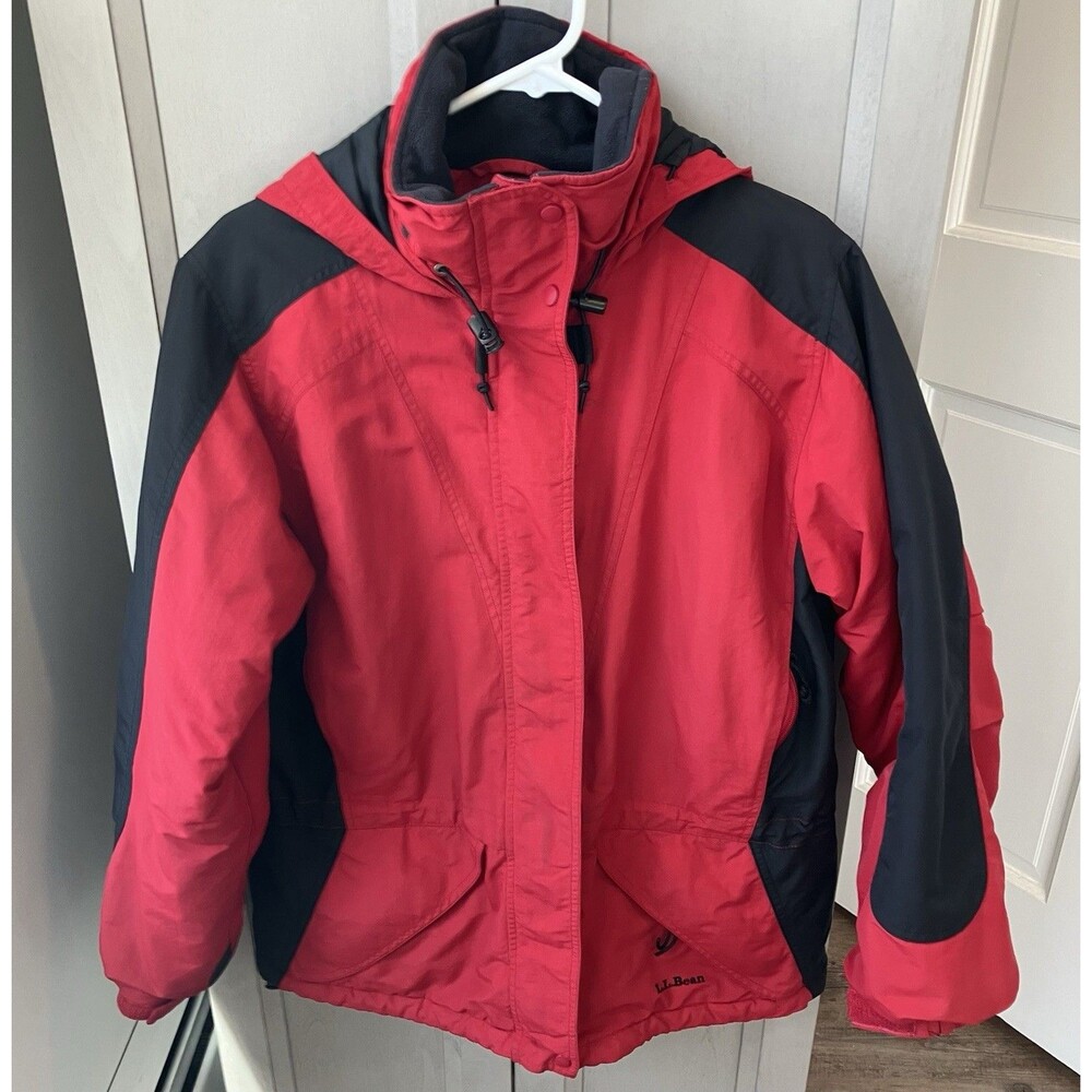 L.L. Bean Winter Jacket Women’s Size Medium Hooded Red Insulated ORF98